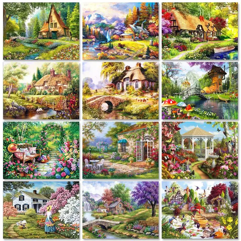 

GATYZTORY Acrylic Painting By Numbers Countryside Landscape Decorative Paintings For Adults Number Painting Unique Gift Artwork