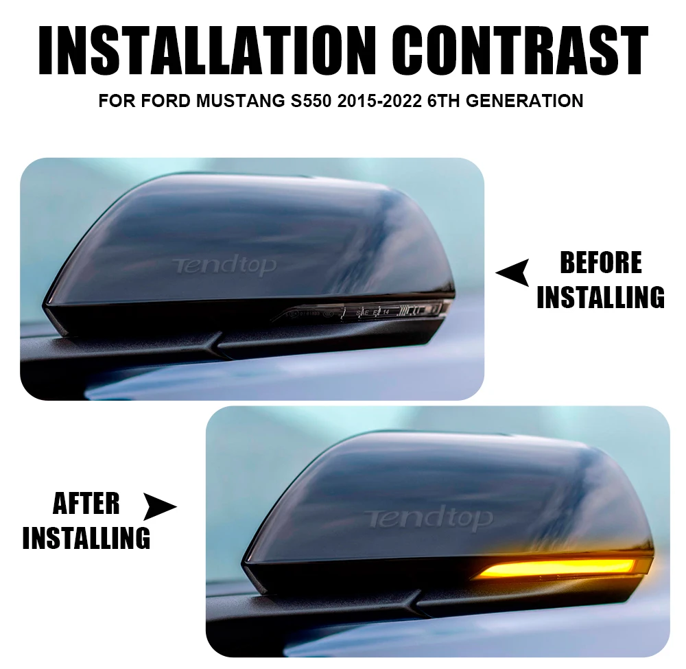 

2 шт. светодиодные динамические указатели поворота в зеркалах заднего вида, последовательные повторяющиеся лампы-индикаторы для Ford Mustang S550 2015-2023