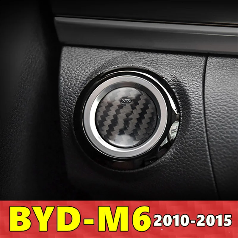 

For BYD M6 Car Engine Start Stop Button Cover Real Carbon Fiber Sticker 2010 2011 2012 2013 2014 2015