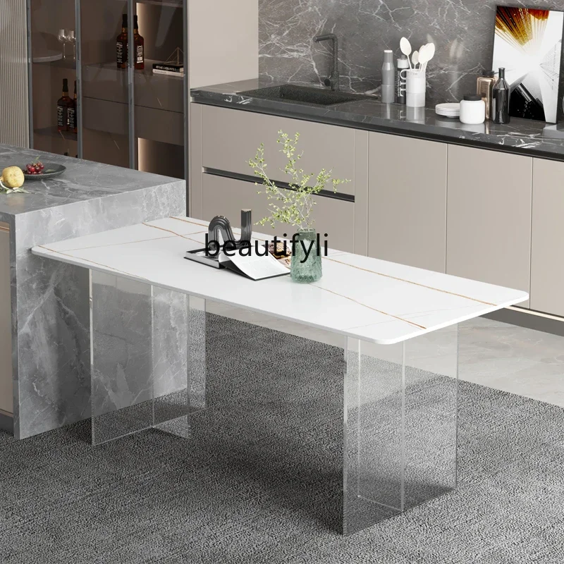 S Acrylic Stone Plate Dining Table Creative Suspension Conference Table Household Kitchen Island Light Luxury Workbench