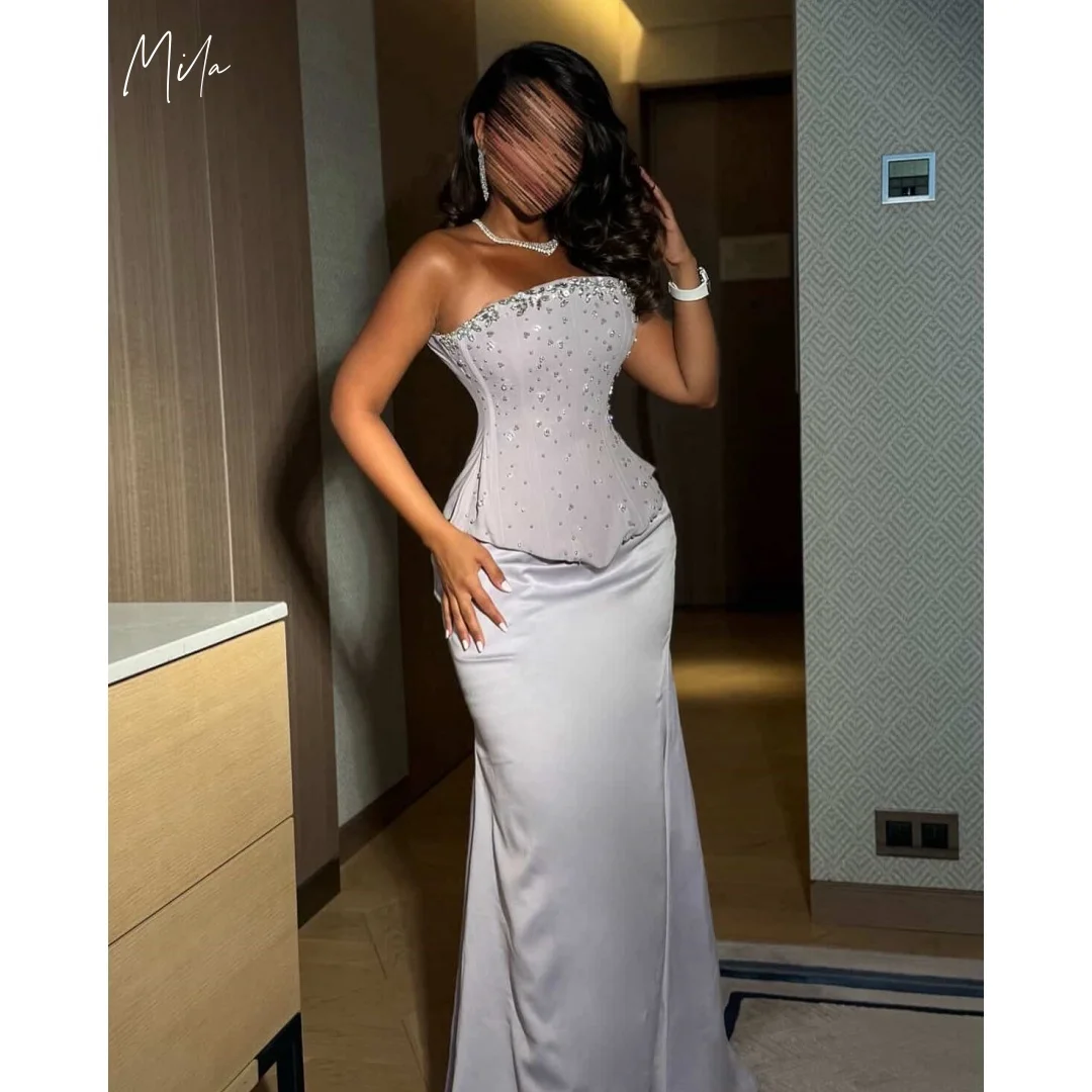 

Mila Glitter Strapless Mermaid Prom Dresses Backless Sleeveless Customized Formal Evening Floor-Length vestidos de gala 2025