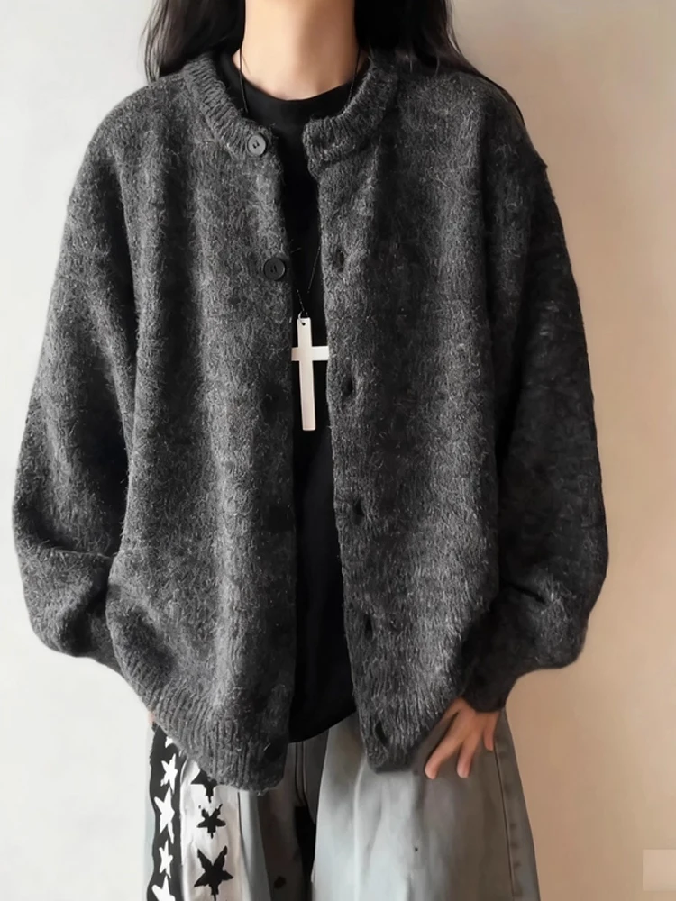 

Мужской кардиган на пуговицах в американском стиле с глубокими глазами, осенний модный ленивый высококачественный вязаный верхний костюм, повседневная удобная одежда