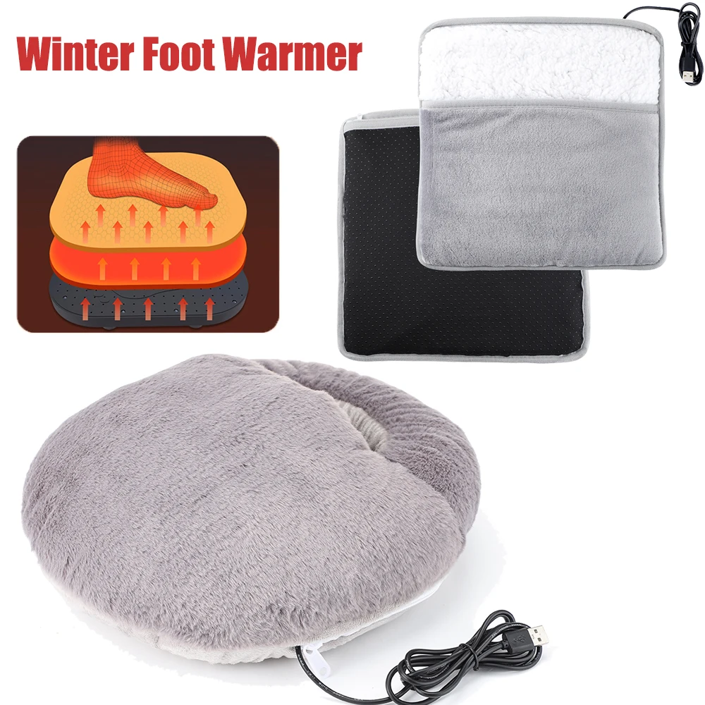 2 типа USB грелка для ног, мягкая грелка для ног, грелка для домашнего офиса, дивана-кровати, зимний обогреватель, грелки для ног, коврик с подогревом