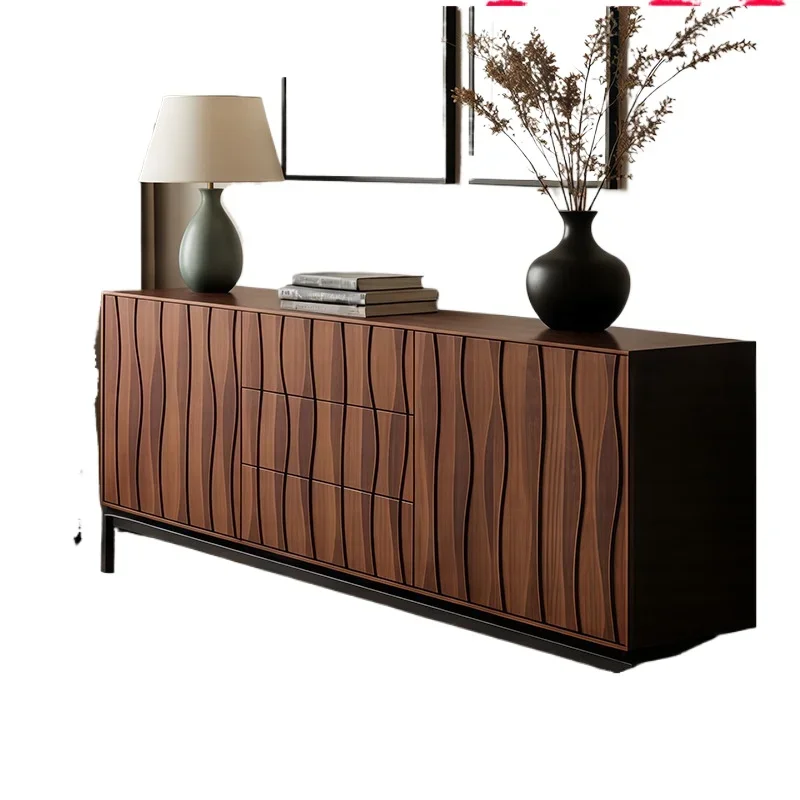 

Medieval solid wood dining side cabinet, designer high-end living room dining side locker