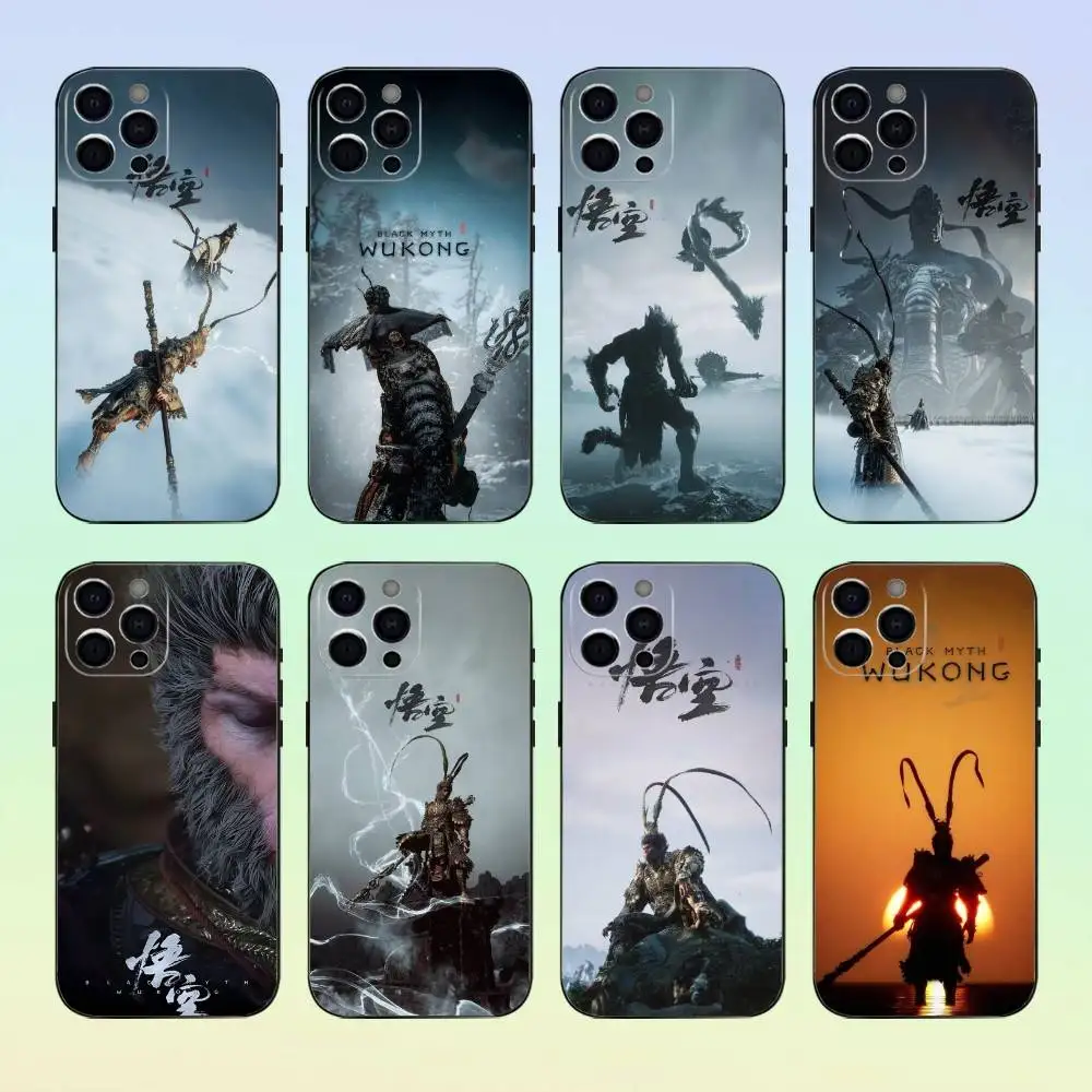 

Blacks Myths W-Wu-Kong Phone Case For iPhone 17, 16,15,14,13,12,11, Others Soft Silicone Black Cover