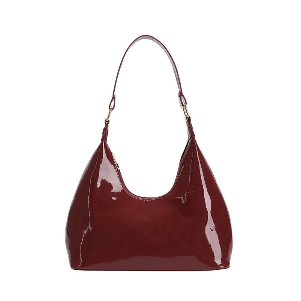 

Trendy Glossy Retro Shoulder Bags French Style PU Leather Luxury Armpit Bag Temperament New Design Women's Handbag Lady
