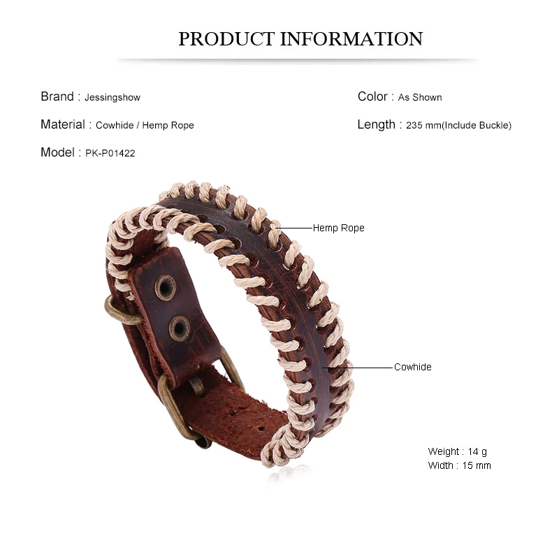 Vintage Bangles Brown Genuine Leather Bracelets Men Fashion Braided Handmade Rope Punk Style Wristband 2023 Male Small Gift