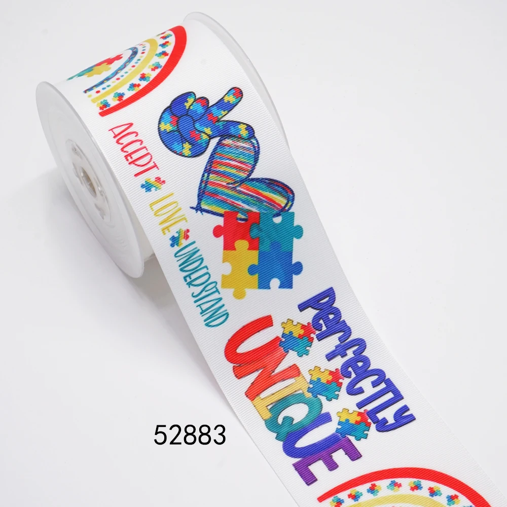DIY World Autism Awareness Day Printed Grosgrain Ribbon For Craft Supplies Sewing Accessories 5 Yards. 52883
