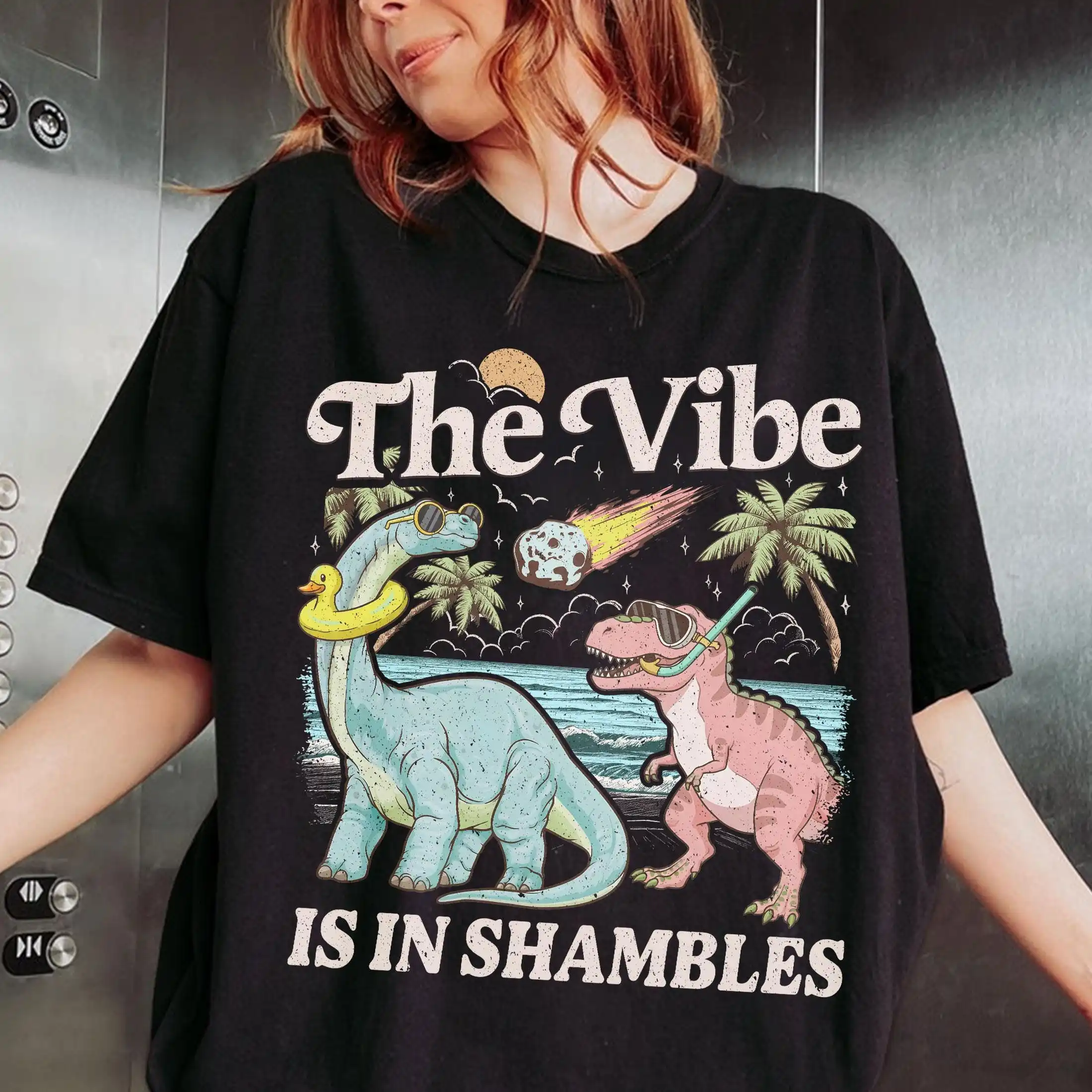 The Vibe Is in Shambles TShirt, Funny Dinosaur Sweatshirt, Cute Mental Health Tee Gift, Gift for Her