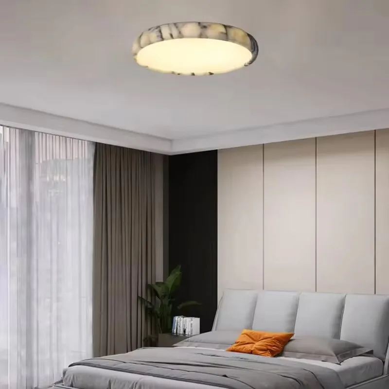 Round Natural Marble Ceiling Light Small Sconce For Bedroom Kitchen Parlor Aisle Lighting Fixtures Ceiling Light