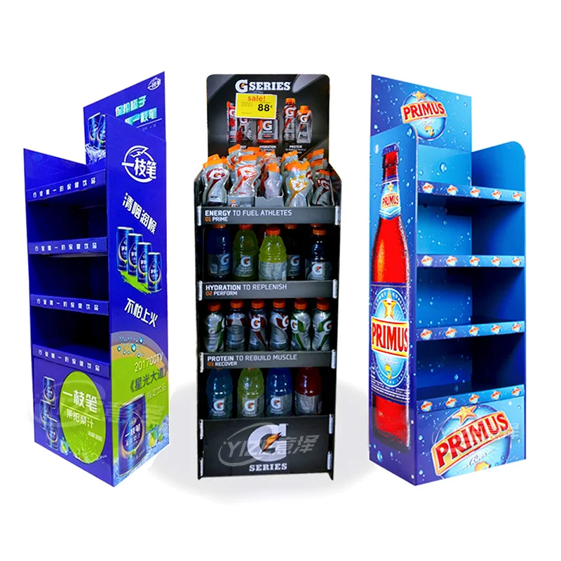 custom.Custom Retail Store Drink Beverage Floor Food Candy up Rack Product Paper Corrugated Cardboard Display Stand Supe