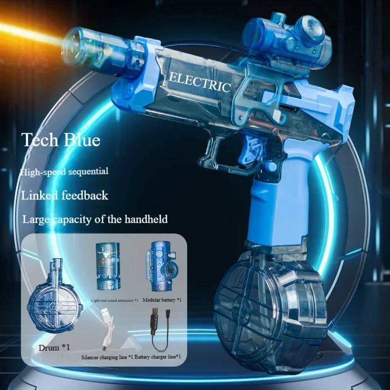 2024 Glock Flame With Light Water Gun Toys,Fully Automatic With Scope Beach Battle Shooting Adult Swimming Pool Water Toy Gifts