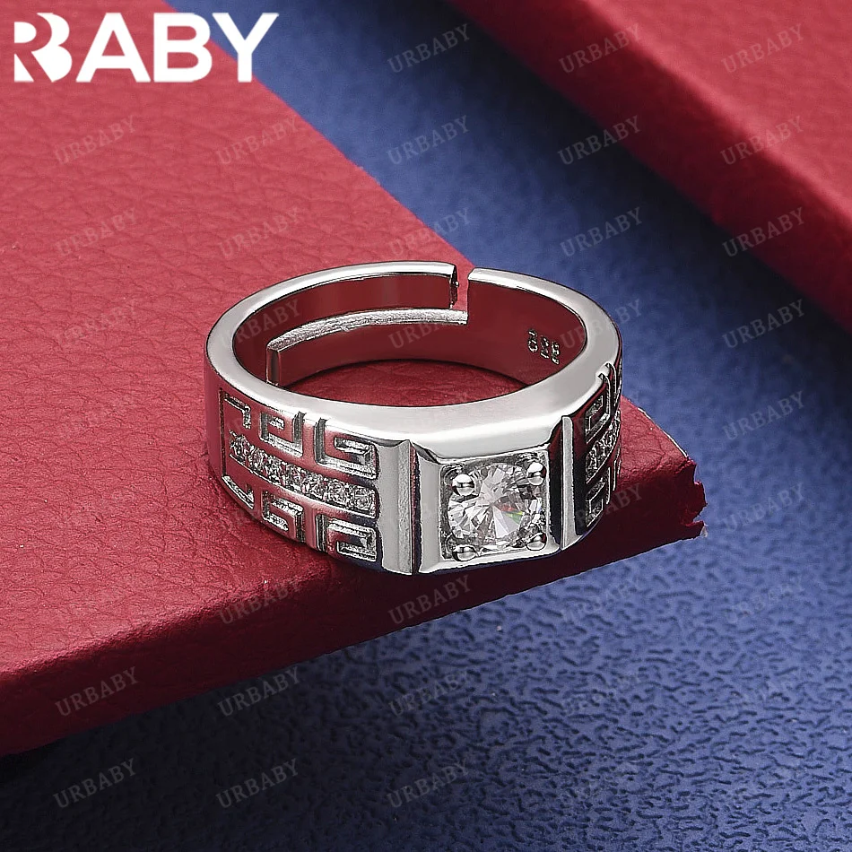 

URBABY 925 Sterling Silver Vintage Zirconia Ring For Women Men Fashion Jewelry Charm Grace Noble Wedding Accessories