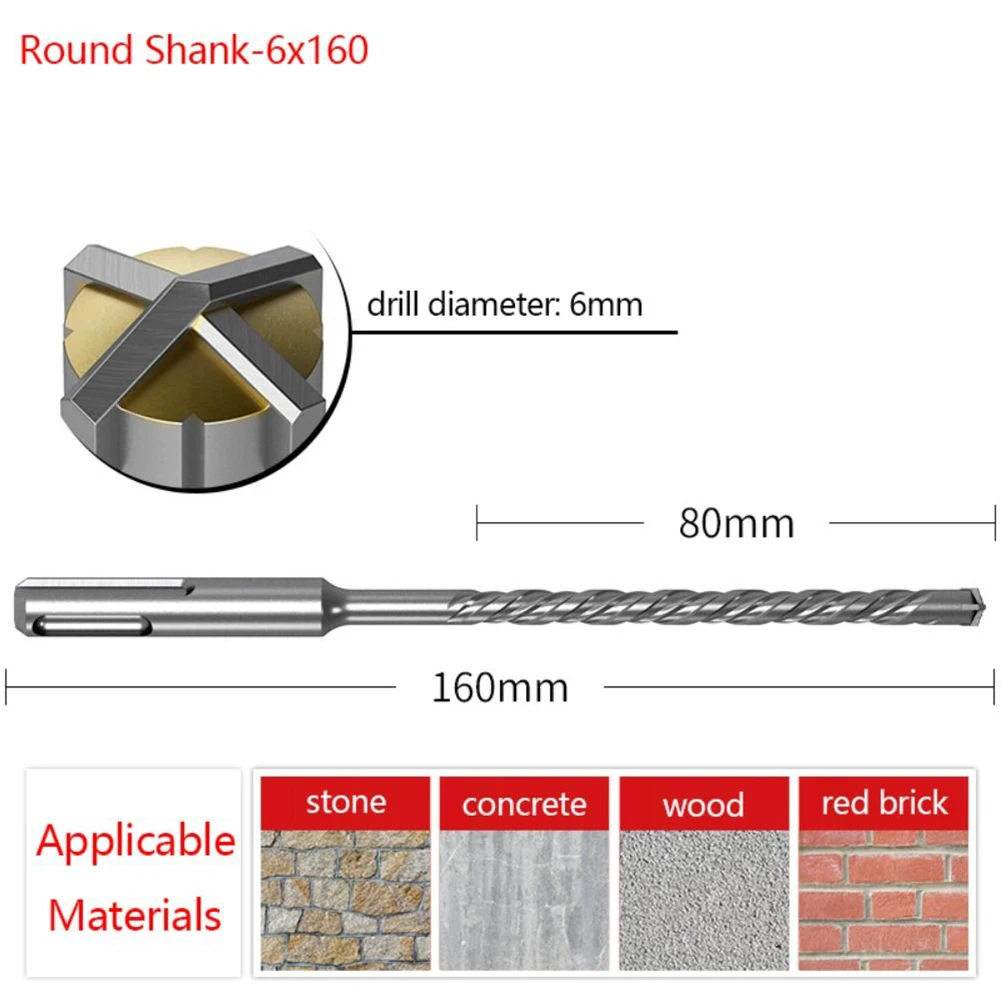 Brightness Of Monitor For Construction Cross Drill Bit Concrete Drill Bit Cement Drilling High-quality Materials Round Shank