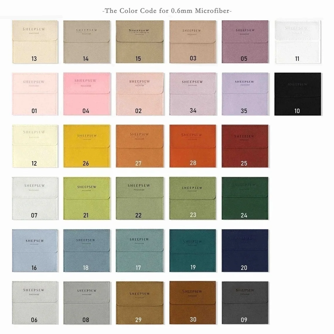 50pcs SHEEPSEW Microfiber Jewellery Envelope Pouches Custom Deboss Logo Multi Colors Jewelry Packaging Bag For Bridesmaid