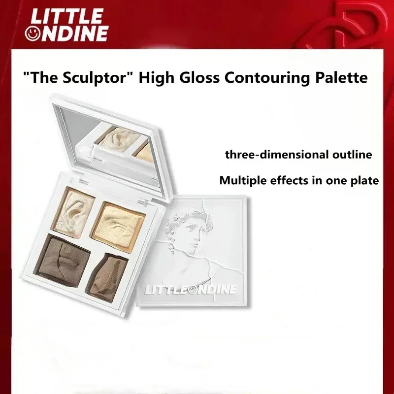 Original Little Ondine Xiaoaoting Four-Color Highlight Contour Bronzer All-In-One Palette Shadow Nose Silhouette Beauty Makeup