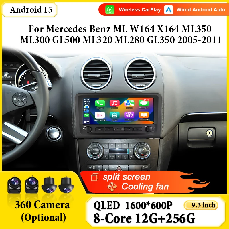 Android 15 For Mercedes Benz ML W164 X164 ML350 ML300 GL500 ML320 ML280 GL350 2005-2011 Navigation Radio Multimedia Player Video