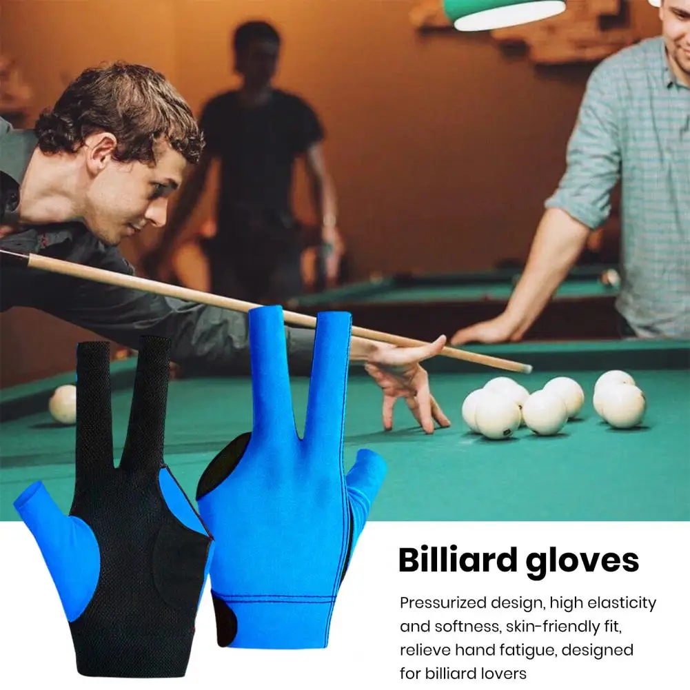 Three Fingers Snooker Gloves Anti-slip 3-finger Billiards Glove for Left Hand Snooker Cue Sport Sweat-absorbing Breathable Men