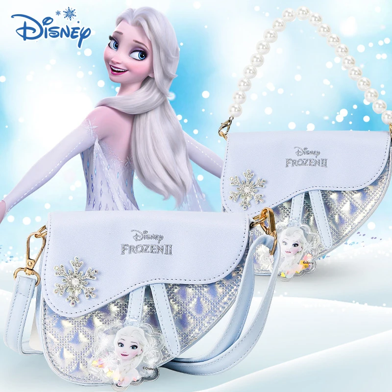 Disney Girls\' Handbag Frozen Princess Elsa Cartoon PU Messenger Bags for Girls Fashion Shoulder Bag Kids Coin Purse Gifts