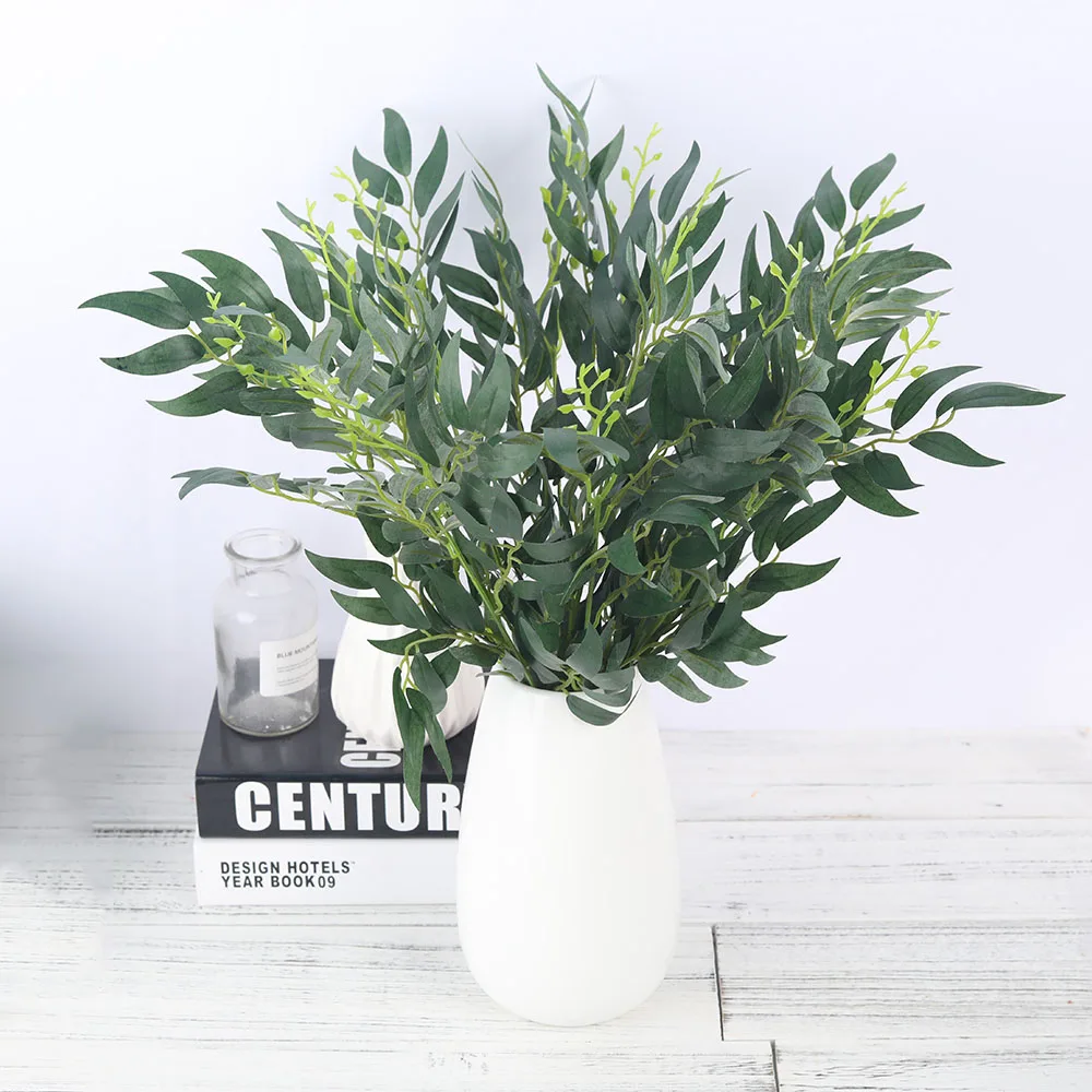 1/5PCS Artificial Green Plant Fake Willow Leaf Flower Arrangement Accessories Wedding Home Christmas Decoration Fake Flowers