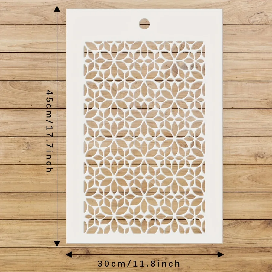 꽃무늬 기하학적 PET 스텐실 - 벽, 가구 및 직물용 재사용 가능한 꽃 패턴