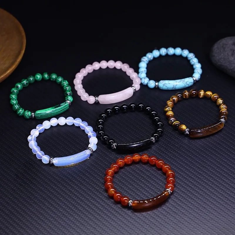 

Natural Stone Crystal Agate Polished Round Straight-hole Beads Bracelet Jewelry Party and Banquet Gift Ornaments Accessories