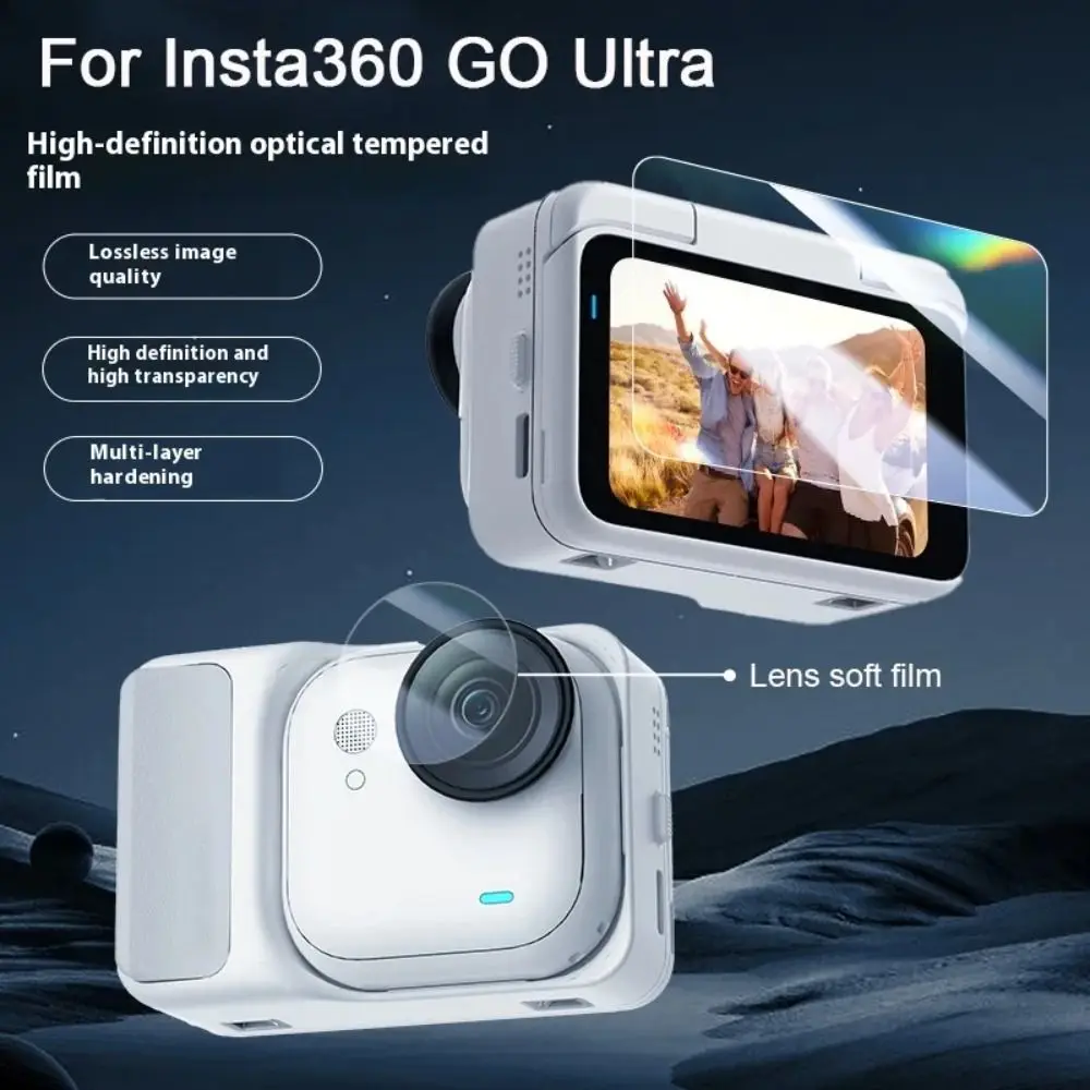 Tempered Glass Screen Protector Ultra-HD 9H Lens Films Anti-scratch Protective Films for Insta360 GO Ultra