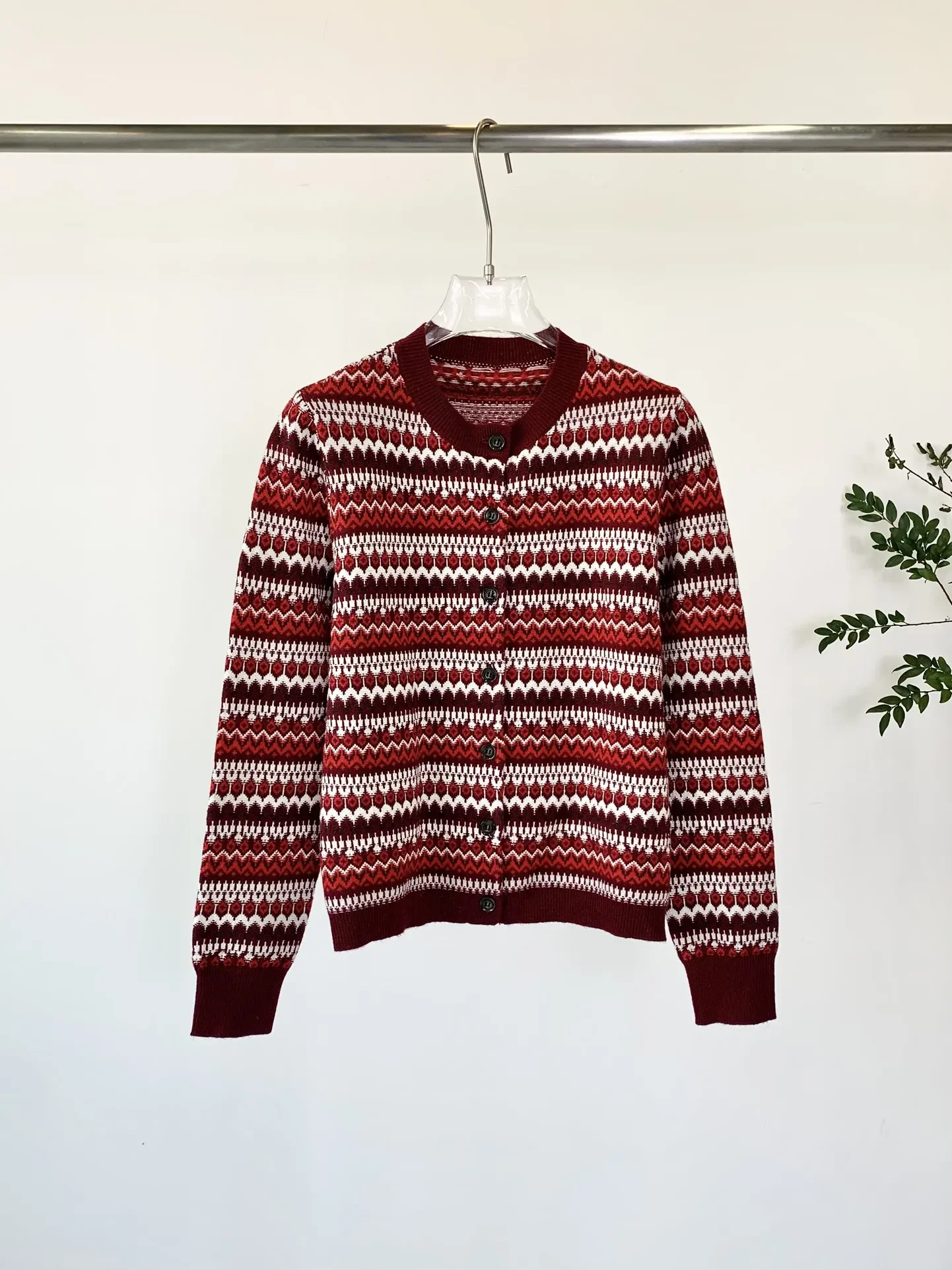 

Christmas atmosphere design sense Fair Island jacquard knitted cashmere wool cardigan