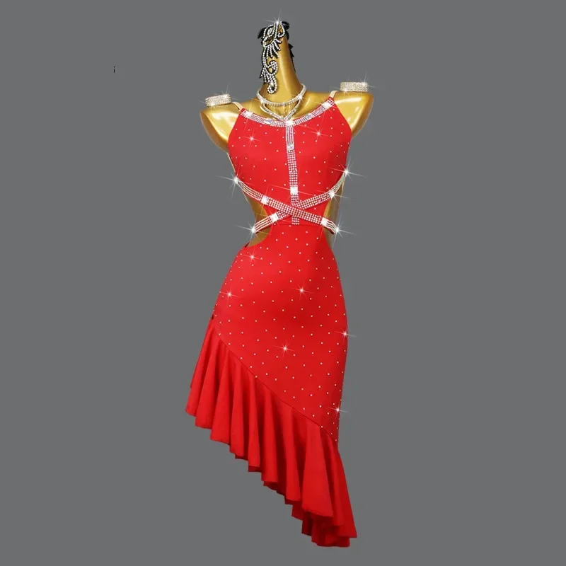 

Latin Dance Dress Practice Clothes Stage Prom Skirt Line Costume Performance Elegant Outfit For Women 2024 Girl Ball Party Suit