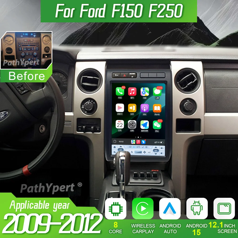 

12.1"Car Radio Android15 For Ford F150 F250 2009-2012 Multimedia Player Wireless CarPlay 4G GPS BT DSP FM Head Unit Touch Screen