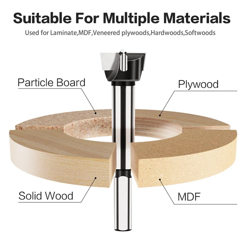 

High Quality-Industrial Grade Triangular Shank Carbide Wood Drill Bits Wood Hole Opener Hinge Hole Opening Tool Flat Wing Drill,