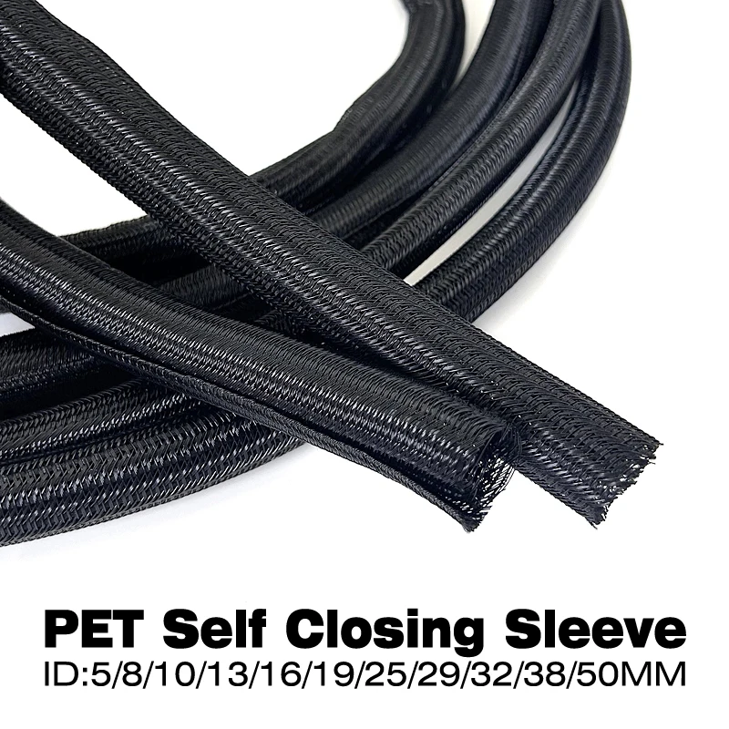 3/9/12m Black 6~50mm Opening Type PET Uncoil Non-woven Fabric Dust Protection Wire Harness Wire Cable Sheath Network Management