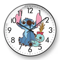 Disney Lilo & Stitch Cartoon Anime Wall Clock Cute Fashion Silent Quartz Clock Room Bedroom Decorative Pendant Children's Gift