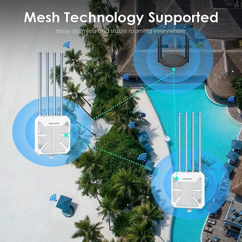 Doppio ripetitore di segnale esterno AP Wireless a lungo raggio da 2.4GHz 5GHz impermeabile WiFi 6 AX1800