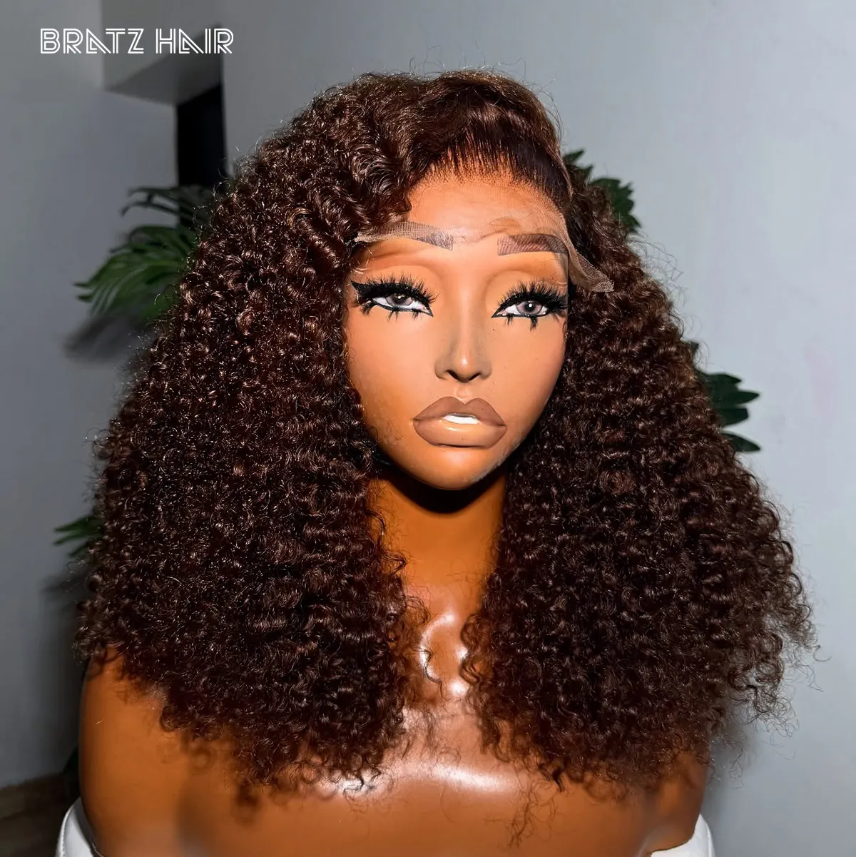 Super Double Drawn Brown 5by5 Closure Pixie Curly Wig Human Hair 13x4 Lace Front Deep Curly Bob Wig for Woman Glueless Wigs view 2