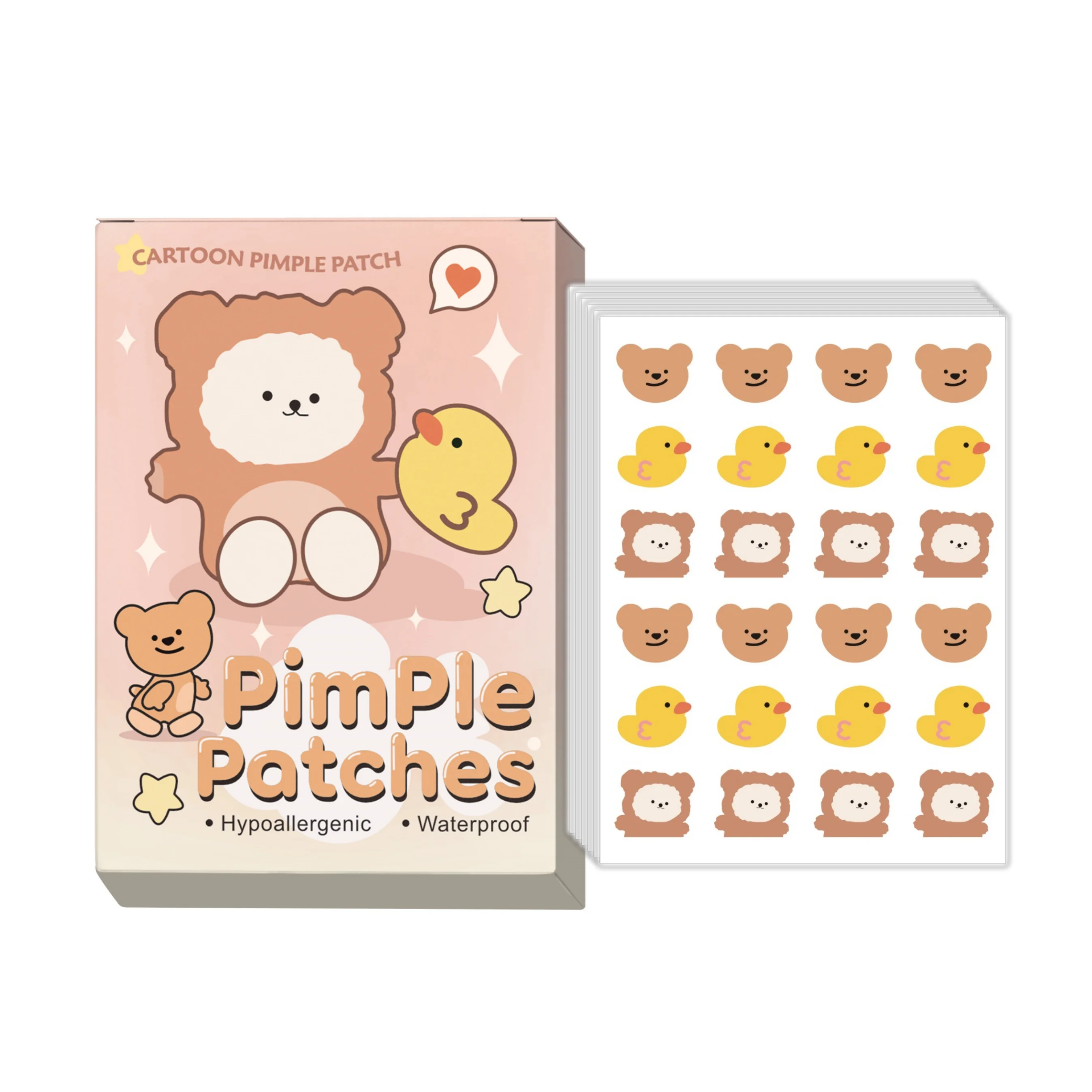 24 pieces of cartoon facial acne patches, concealer, acne patch and pimples patch, ultra-thin and breathable