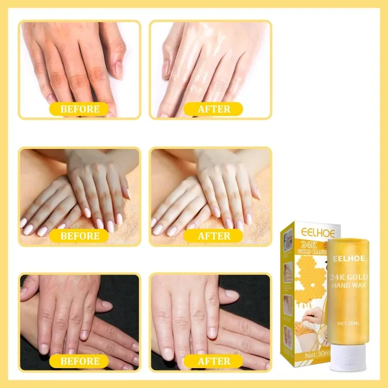 24k Gold Moisturizing Hand Mask Whitening Anti-Aging Honey Hand Wax Nourishing Hand Calluses removal Dry Care Skin Exfoliating