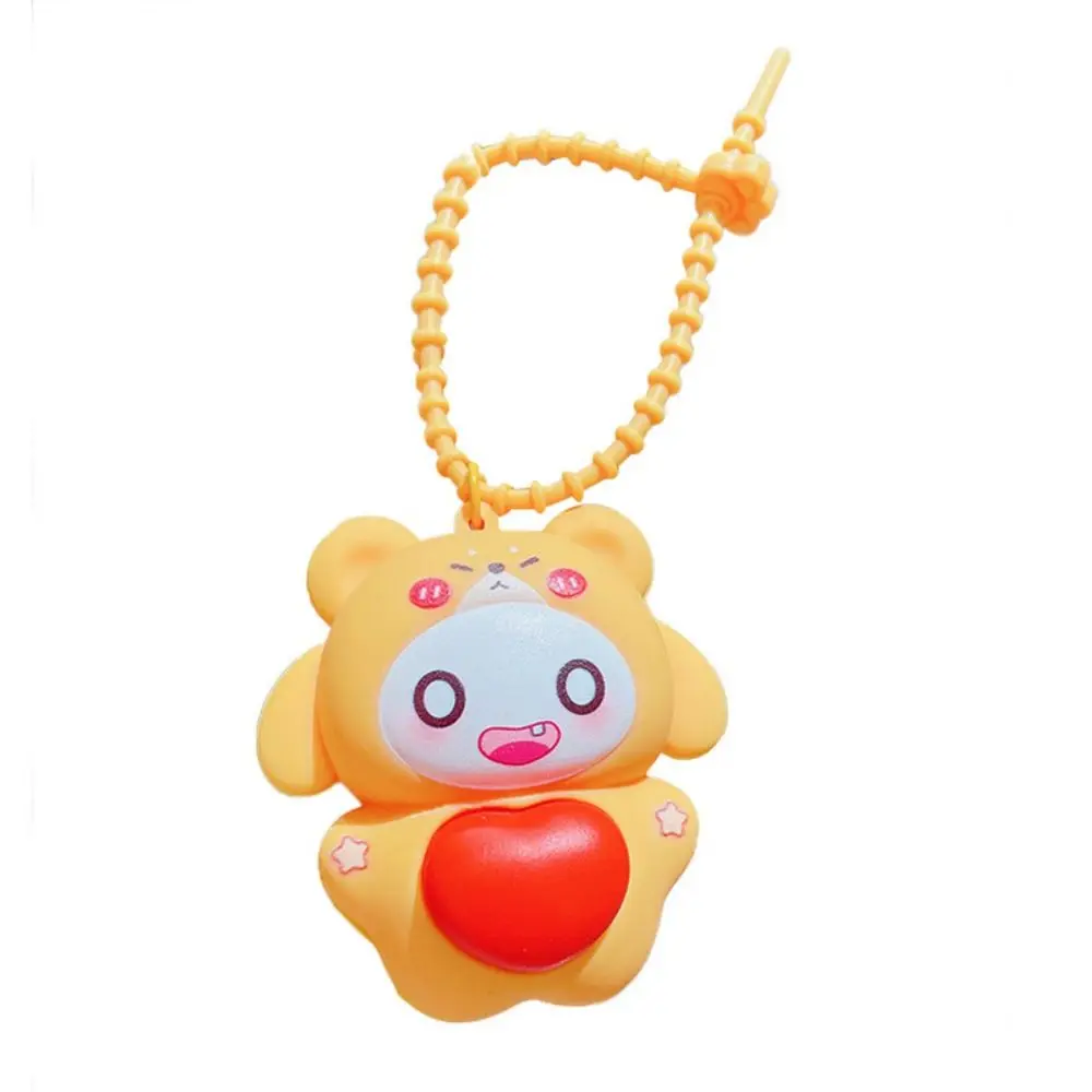 Cartoon Red Heart Love Animal Keychain Squeeze Toy Keyring Cartoon Bag Hanging Creative Funny Silicone Pendant Car Key Pendant