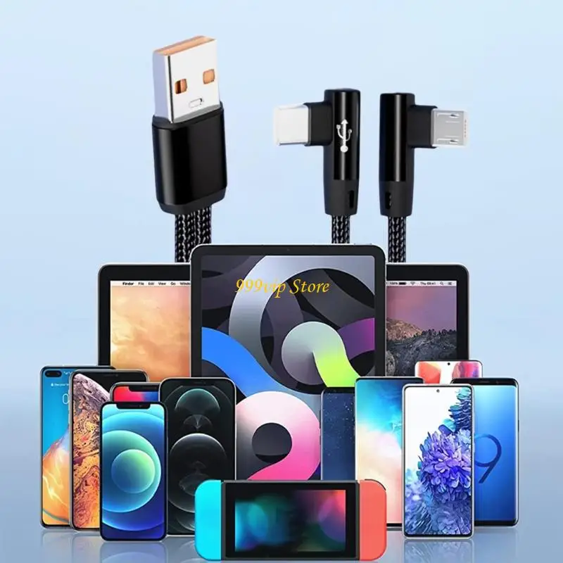 C90C Y Splitter USB to Type C Charging Cable 5A Rapid Power Delivery Angled Connector