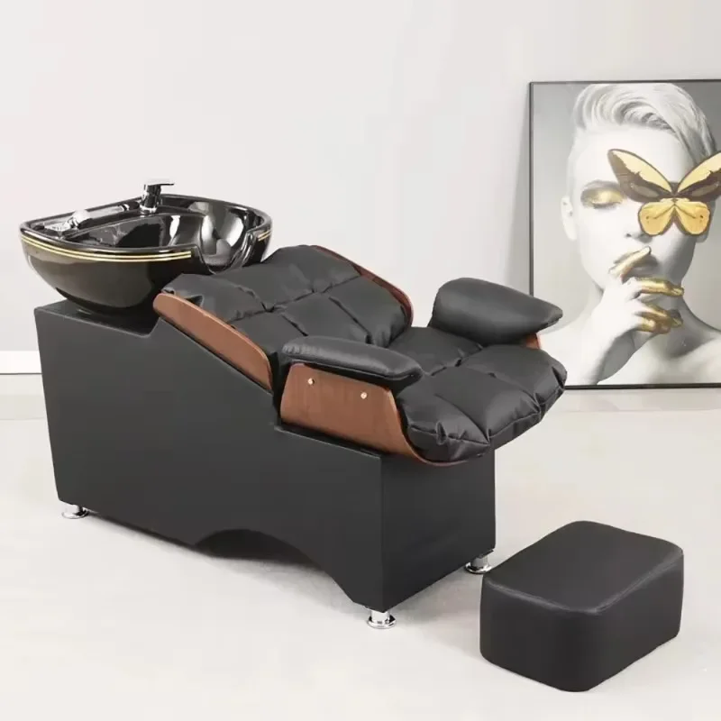 

Fashion Modern Head Spa Luxury Esthetics Nordic Unique Shampoo Recliner Delicacy Simple Cadeira De Barbearia Salon Furniture