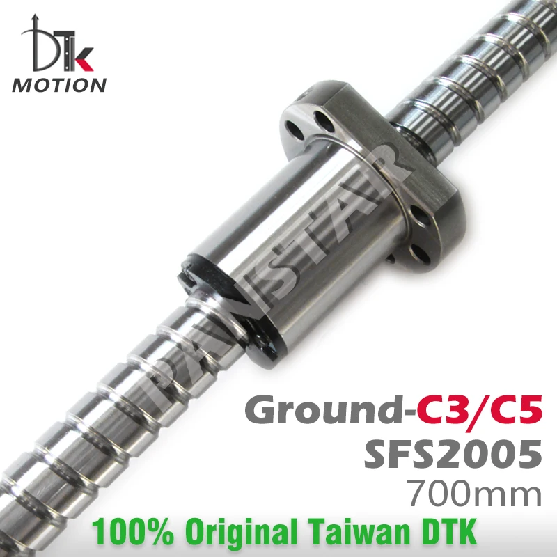 DTK Taiwan SFS2005 Ground C3 C5 High Speed Low Noise 5mm Lead Ball Screw 700mm Thread Shaft High PrecisionFlange TBI Replace CNC