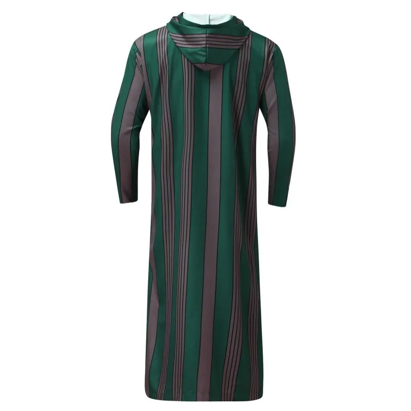 Kleidung Männer Robe Dishdash Dubai Mit Kapuze Jubba Kaftan Langarm Männer Kaftan Muslimischen Patchwork Saudi Arabischen Gestreiften