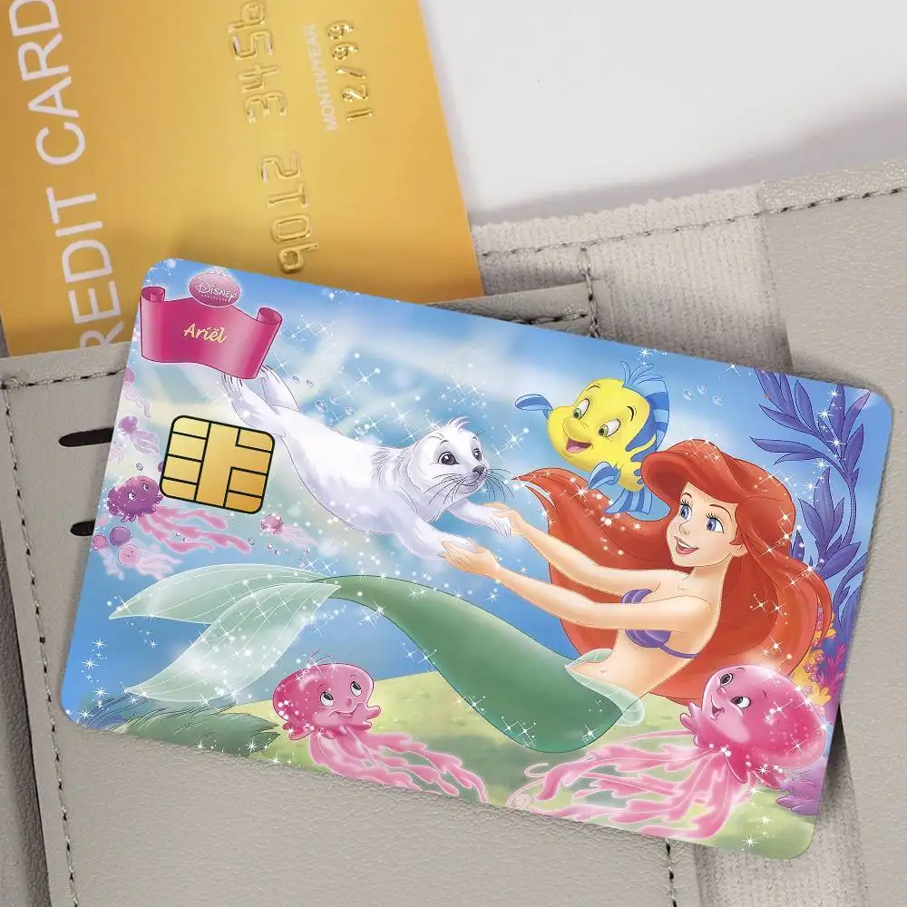 لطيف الكرتون حورية البحر ارييل ملصق فيلم الجلد غطاء بطاقة الائتمان ملصقات 4 قطعة الخصم الجبهة الديكور البنك حافلة تمرير مقاوم للماء