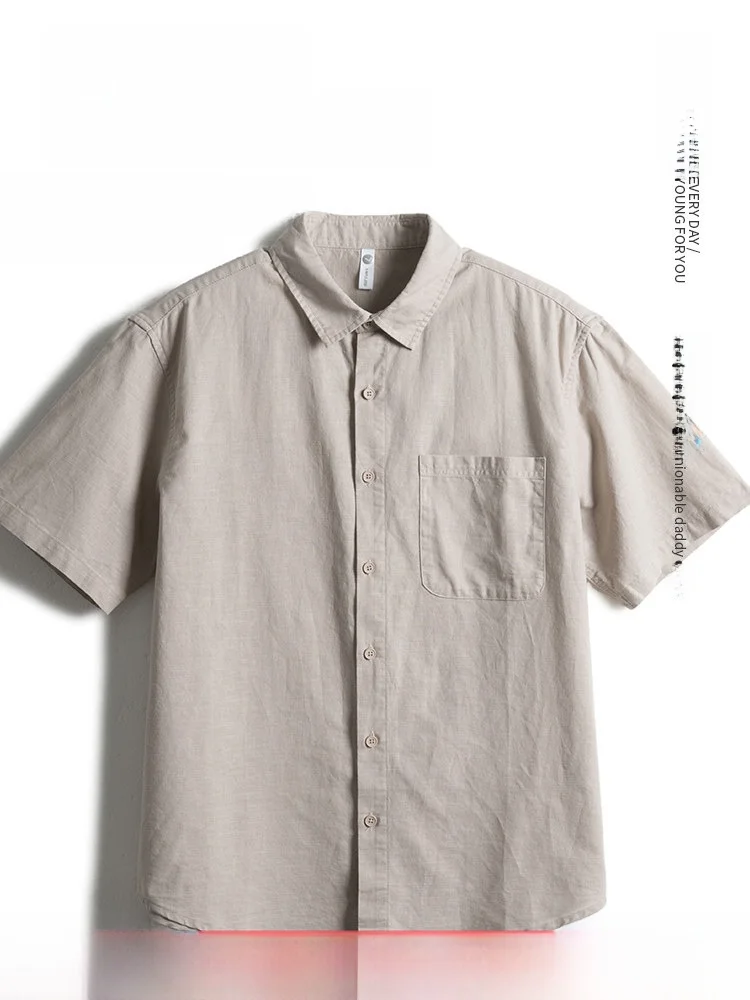 

Loose Cotton Linen Short Sleeve Shirt Men's Summer Breathable Comfortable Fashionable Urban Style Dad Grandpa Clothing