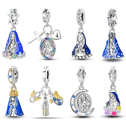 100% 925 Sterling Silver Holy Maiden Cross Sun Goddess Luck Blessing Charms Beads Fit Pan Original Bracelets DIY Jewelry Gifts