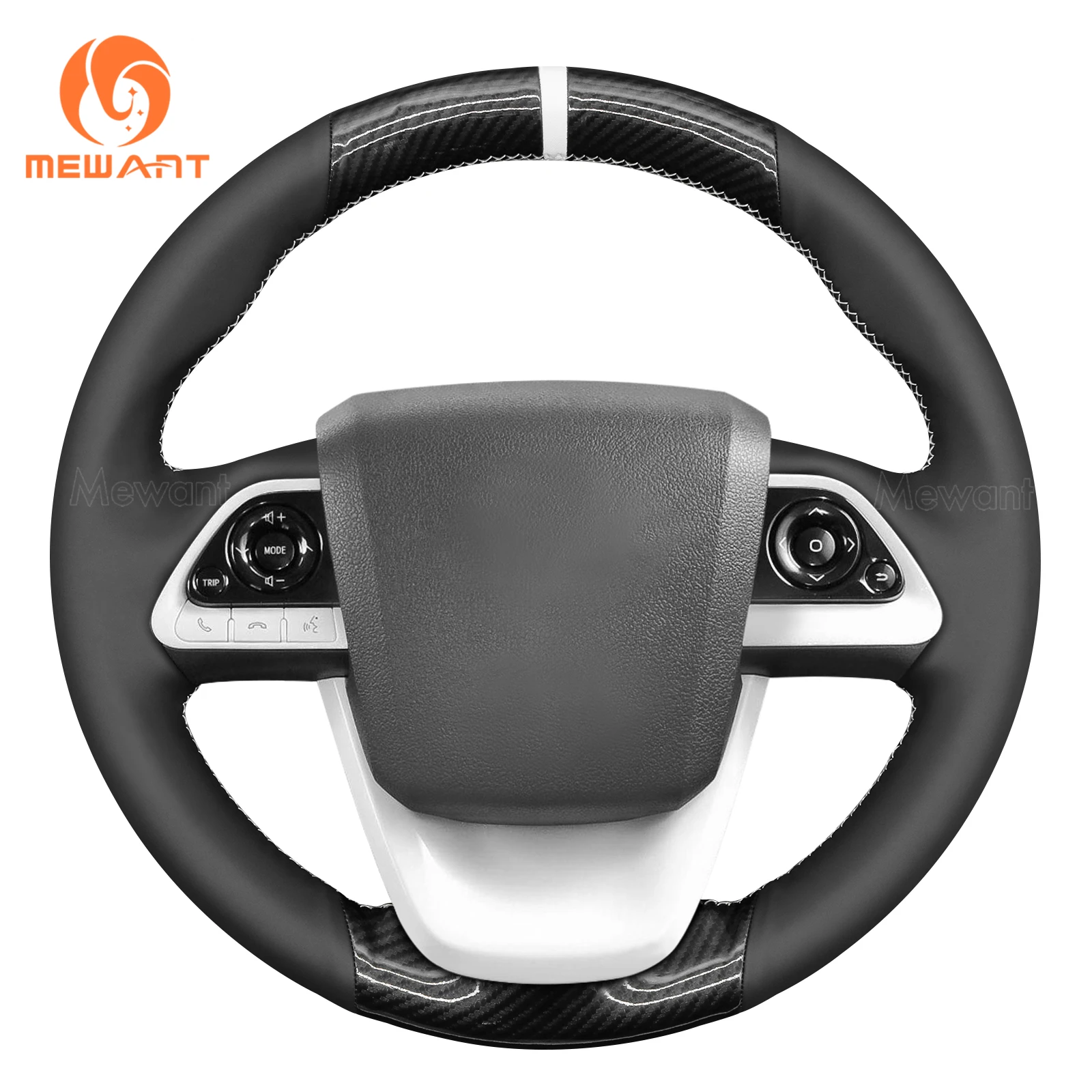 

Сшитый вручную чехол на руль из углеродного волокна Mewant (настраиваемый) для Toyota Prius 2016-2022 / Prius Prime 2017-2022 / Mirai