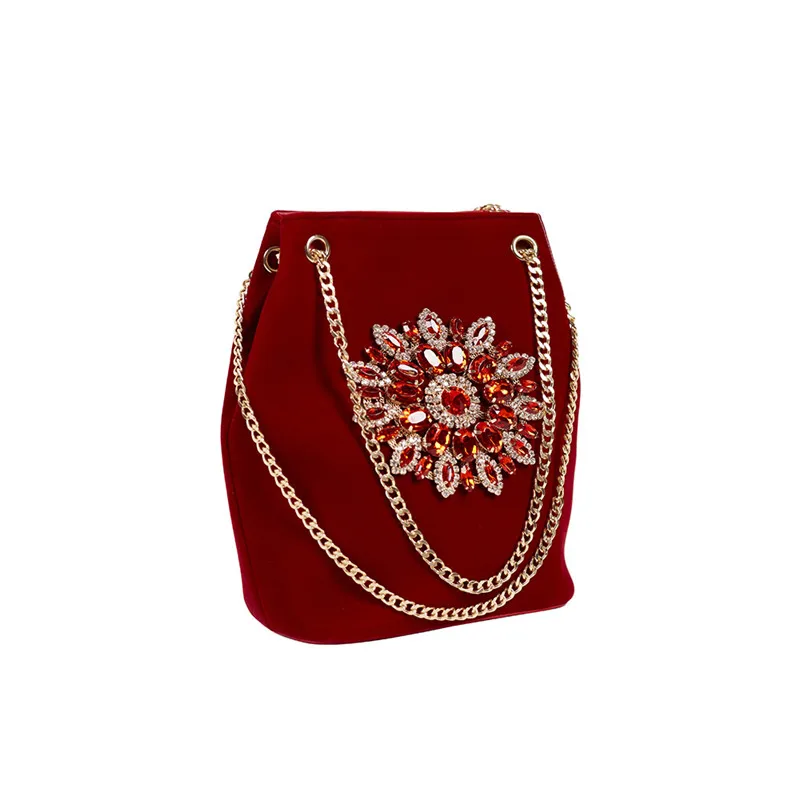 Borsa da donna borsa a tracolla con perle di diamanti in velluto borsa da sera con ricamo in cristallo Vintage pochette da sposa per feste di