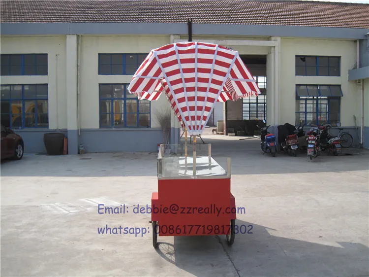 Hochwertiger kleiner Imbisswagen für mobile Zugeständigkeit, Churros, mit Logo und Sonnenschutz