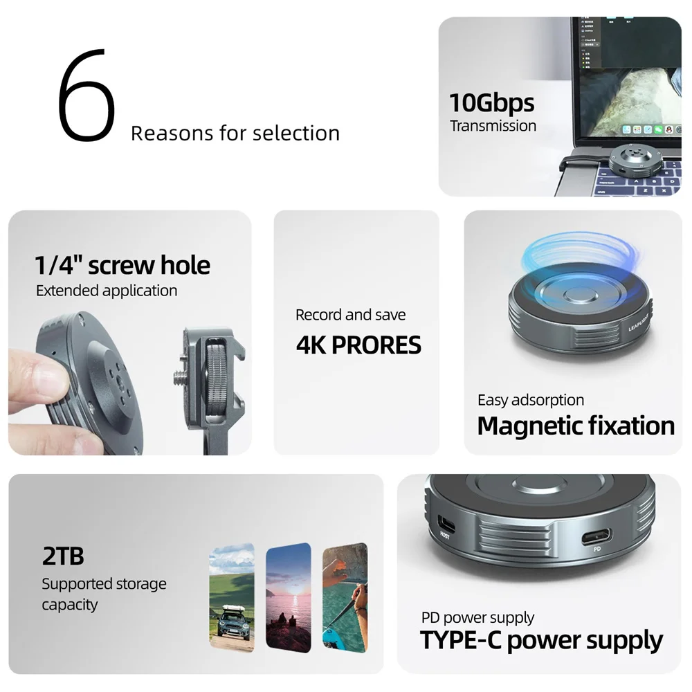 LEAPLIGHT Magnetic Phone Holder W Type-C Charging Magsafe Hard Disk Box for Iphone 16/15 Pro Max Android Teleprompter Record
