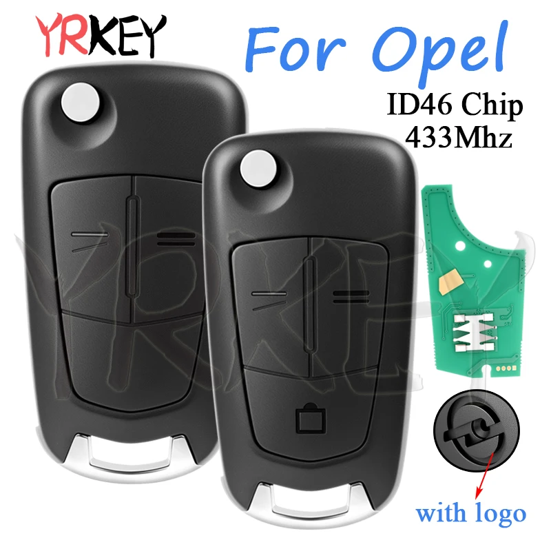 

Car Key For Opel Corsa D Astra H Zafira B Signum Vectra C Vauxhall With Logo ID46 Chip 433Mhz Flip Auto Remote Key 2/3 Buttons
